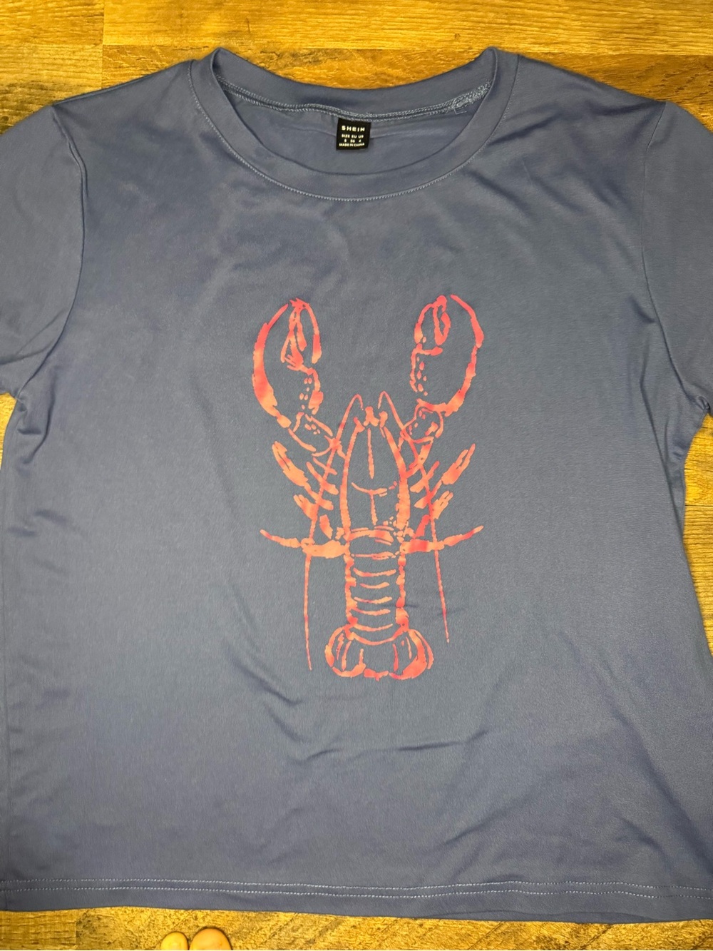 SHEIN Blue Crewneck Tee with red lobster